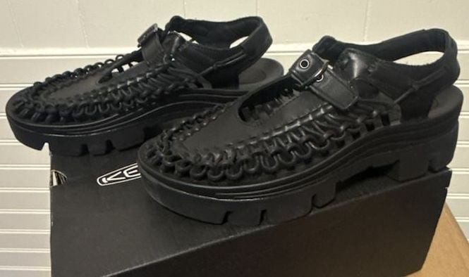 Noir Kei Ninomiya x Keen Uneek Platform Mary Jane Black Leather Sandals