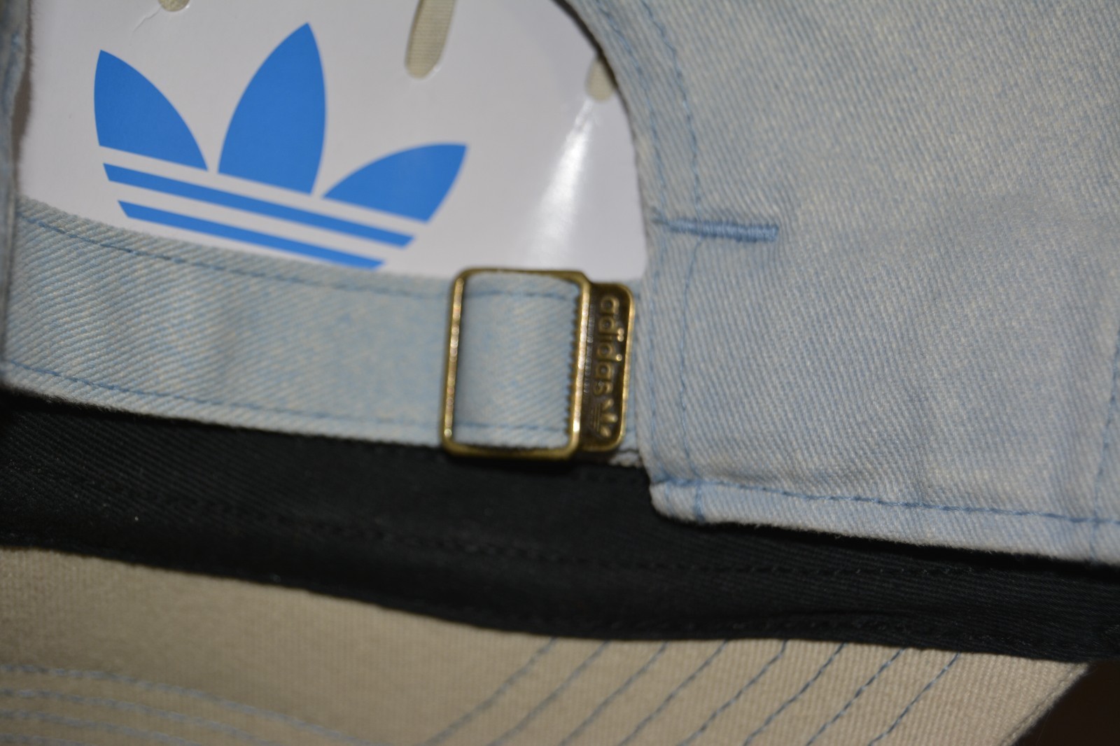 Adidas Denim Hat Strap Back Stone Washed Blue Three Stripe Clothing