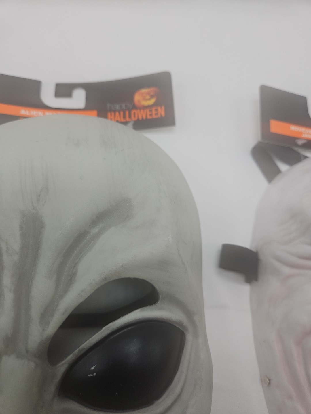 Lot of Two Halloween Masks Glow In Dark Alien And Moveable Clown Jaw Mask