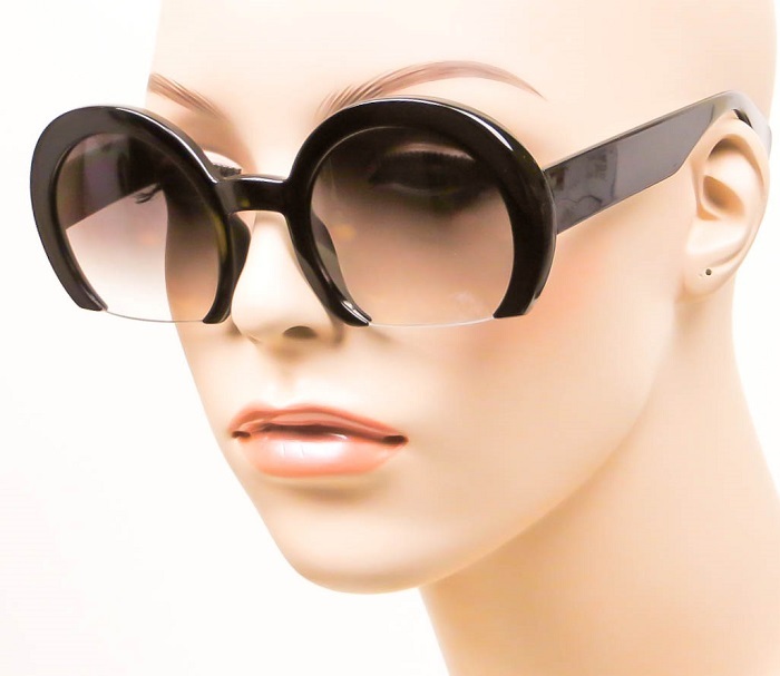 Round Circle Semi Half Rim Cut Off Razor Rasoir Fashion Icon LUX Sunglasses 6513