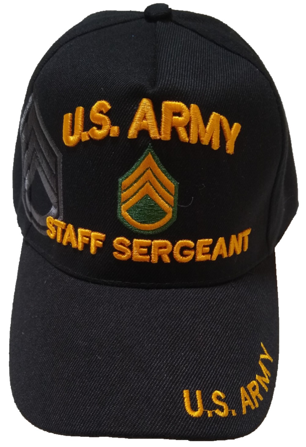 U.S. Army, Staff Sergeant, E-6, Adjustable Black Baseball Cap