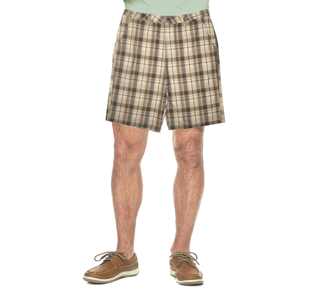New Hurley Men’s Lightweight Plaid Flat-Front Casual Shorts Size 36, 38 MSRP $49
