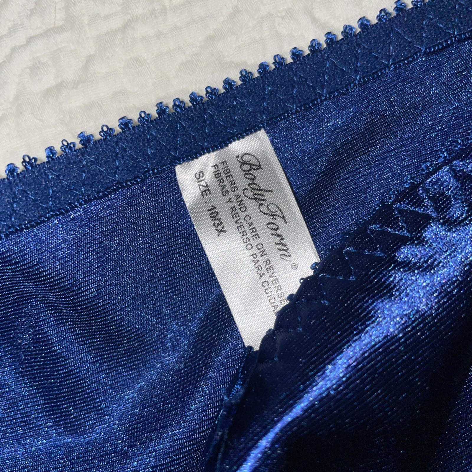 Delta Burke Panties size 10/3X Glossy Satin lace VTG hi-cut NOS Cobalt Blue