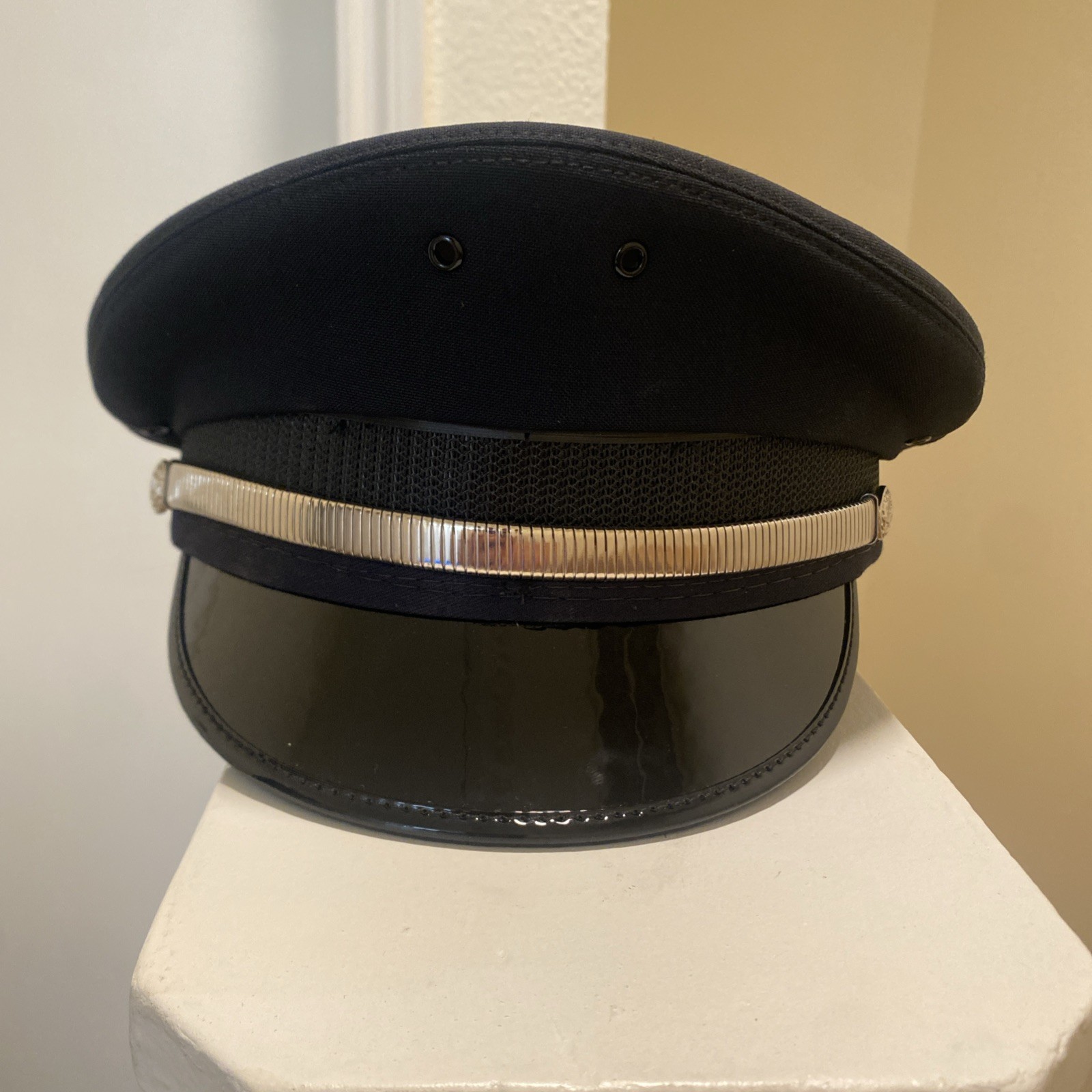 MIDWAY CAP CO CAP ROUND 5 STAR NAVY SILVER BAND 7 3/4