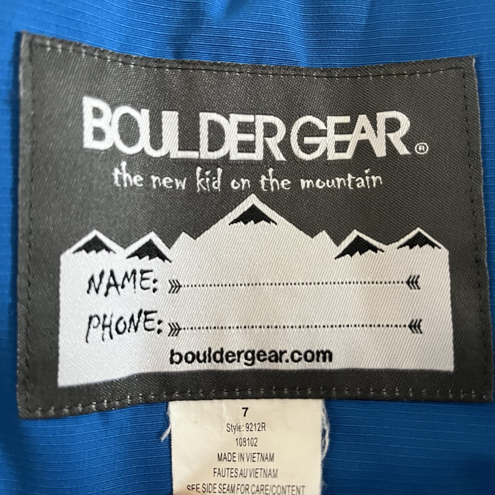 Boulder Gear Boys Size 7 Ski Jacket Blue Charcoal Black Neon Grow System 9212R