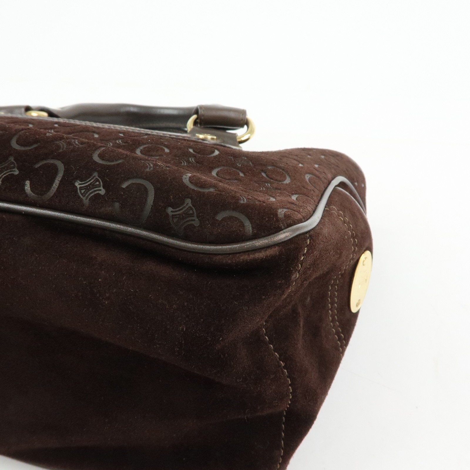CELINE C Macadam Suede Leather Boogie Bag Hand Bag Brown Authentic Used F/S