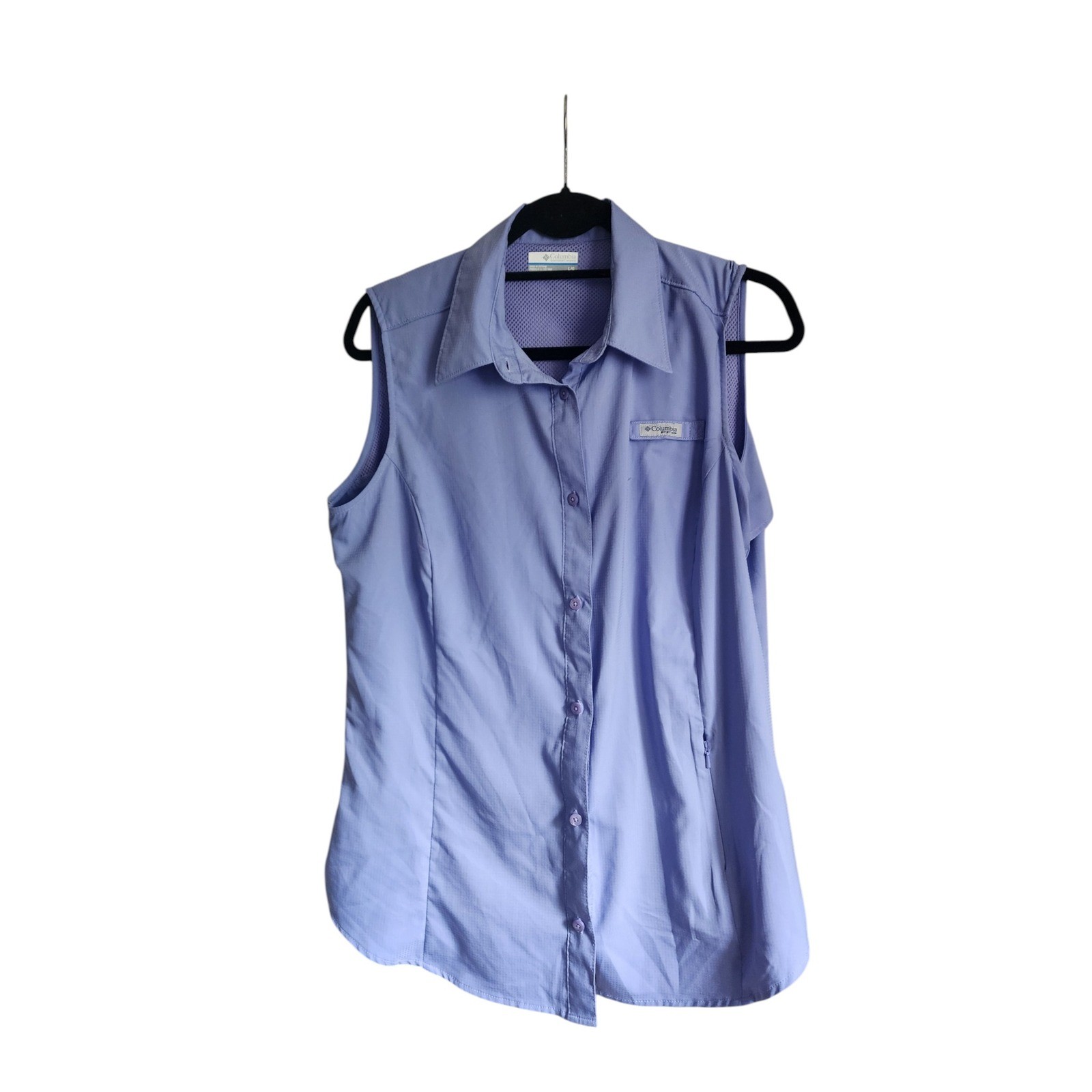 Columbia PFG Womens Sleeveless Shirt Purple Ventilated Large L/G
