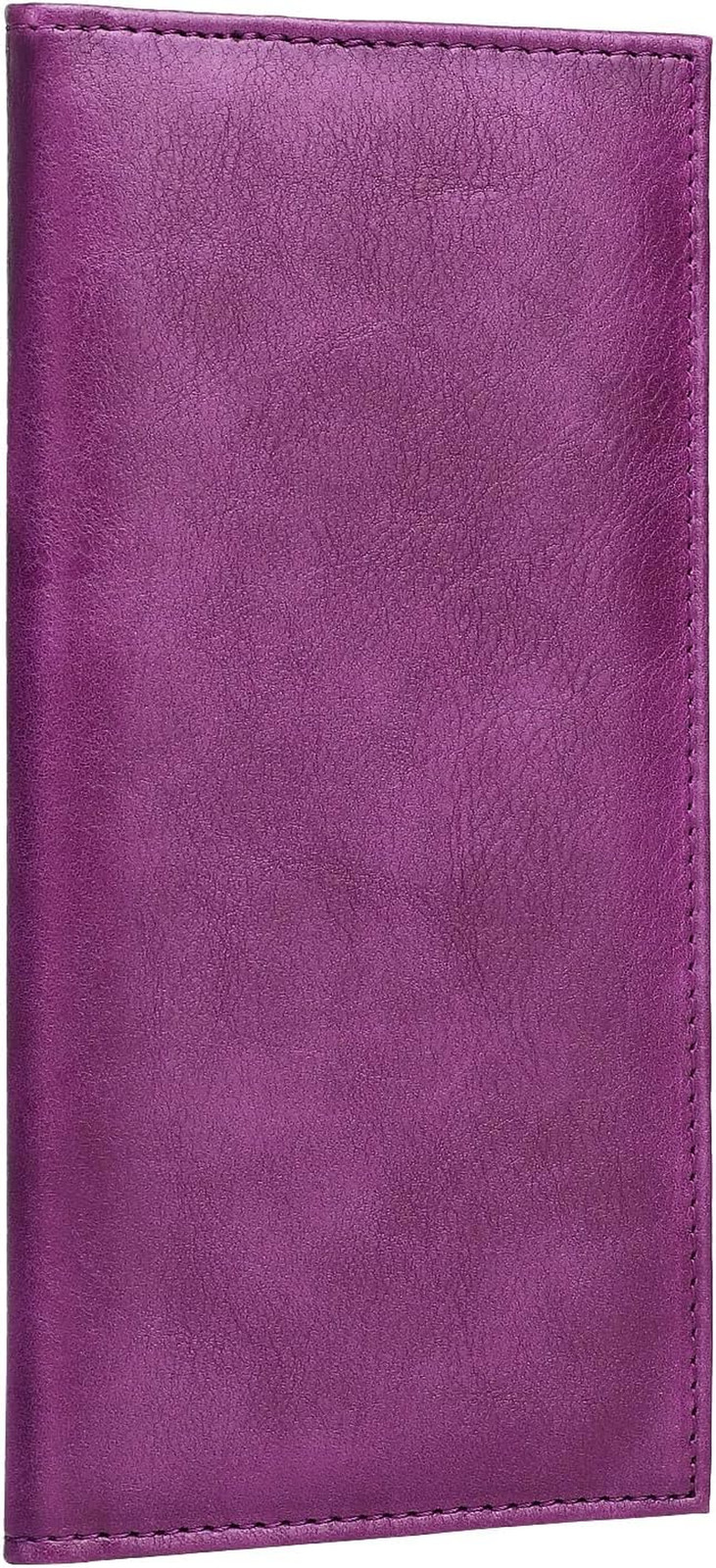 Leather Checkbook Cover for Top & Side Tear Registers Duplicate Checks with Plas
