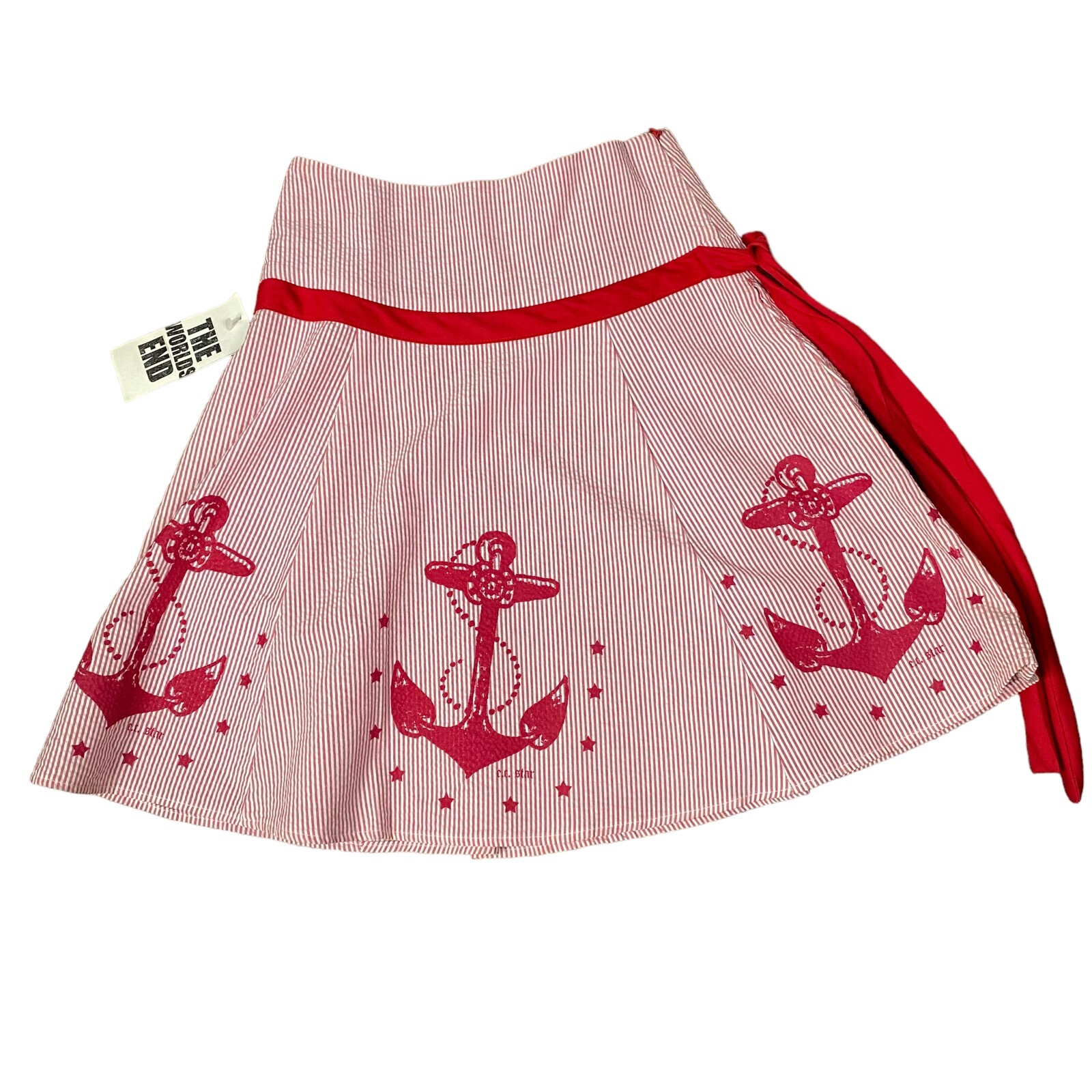 E.C. Star Women’s Skirt Size XS Nautical Stripes Pink Anchor Retro Punk Culture