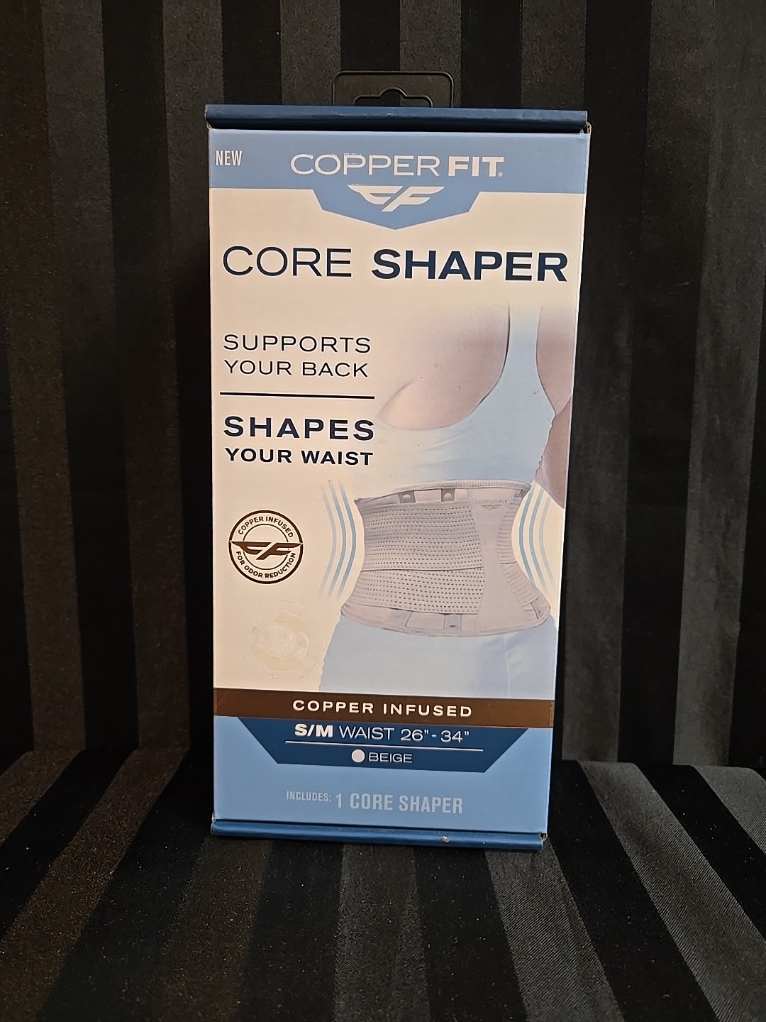 Copper Fit Core Shaper Copper Infused Size S/M Waist 26″-34″ Beige