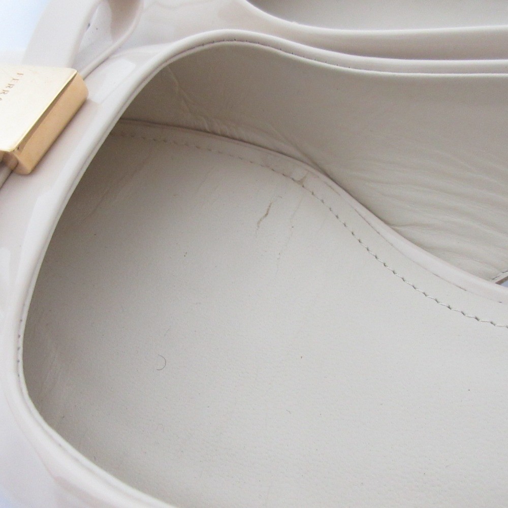 Ferragamo patent leather pumps, size 6 (approx. 9.3 inches), white. Women USED