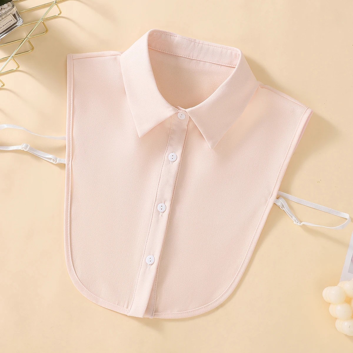Women Chiffon Detachable False Collar Solid Color Lapel Half Shirt Insert