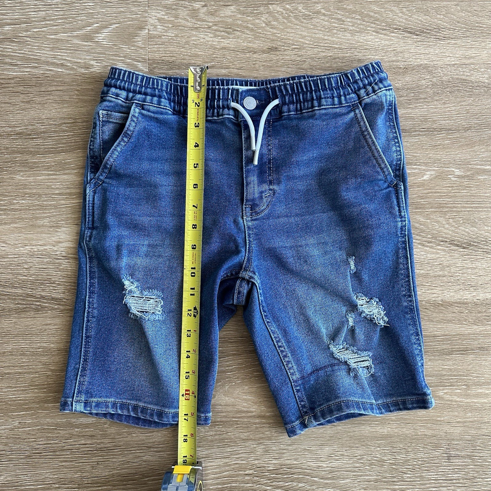 Levi’s Distressed Denim Jean Shorts Adjustable Waist Blue Youth Boys Large