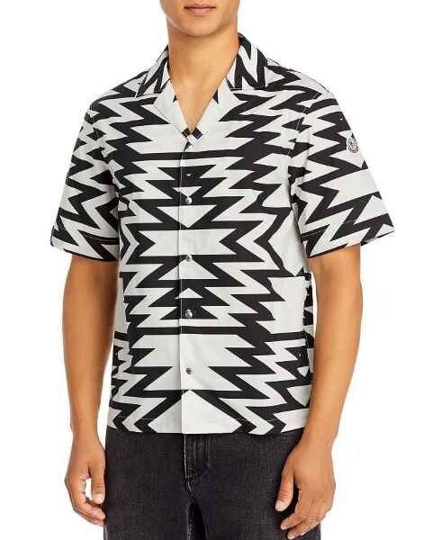 Moncler men’s Black Geometric Print Camicia Shirt – size Small – retail $590