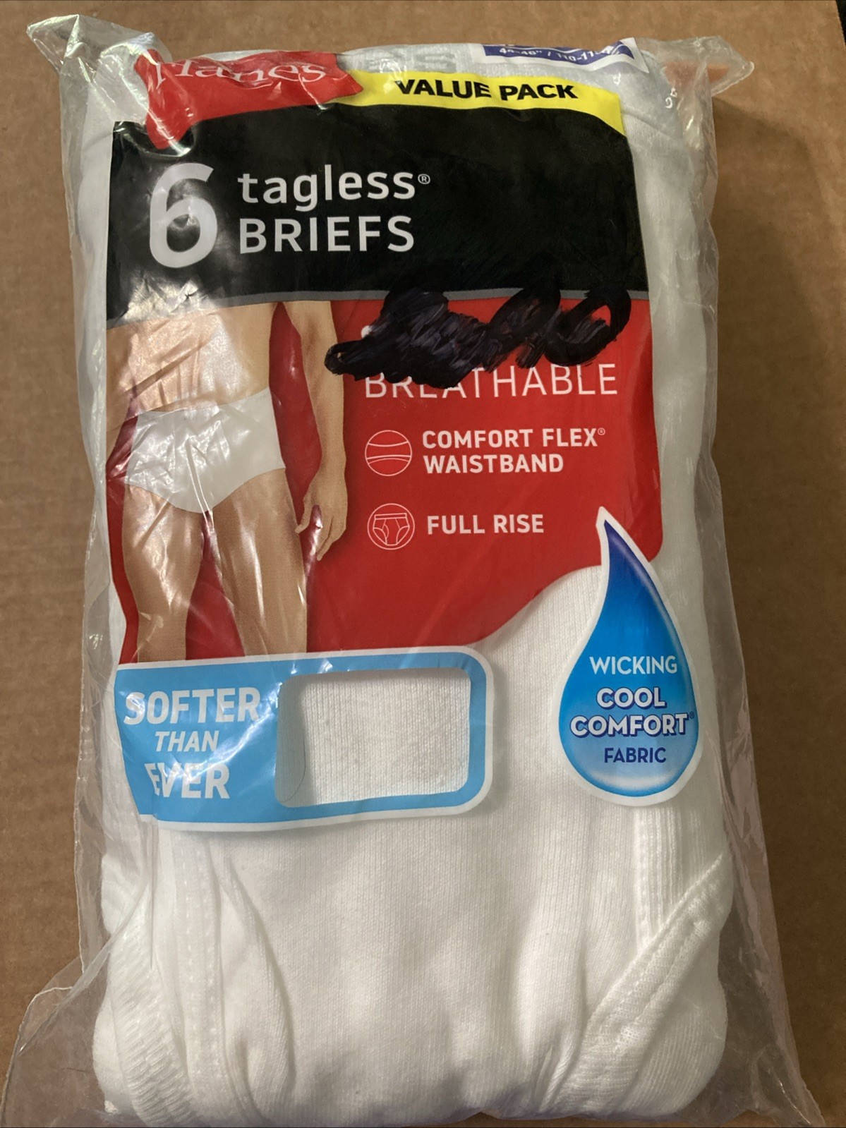 Hanes Mens Tagless Cotton Brief Underwear Cool & Breathable White 6pack 2XL NEW