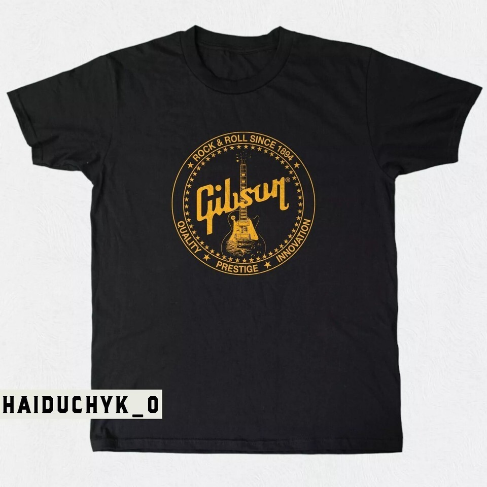 VTG Gibson Les Paul Guitar Music 1894 Unisex Black T-shirt S-5XL