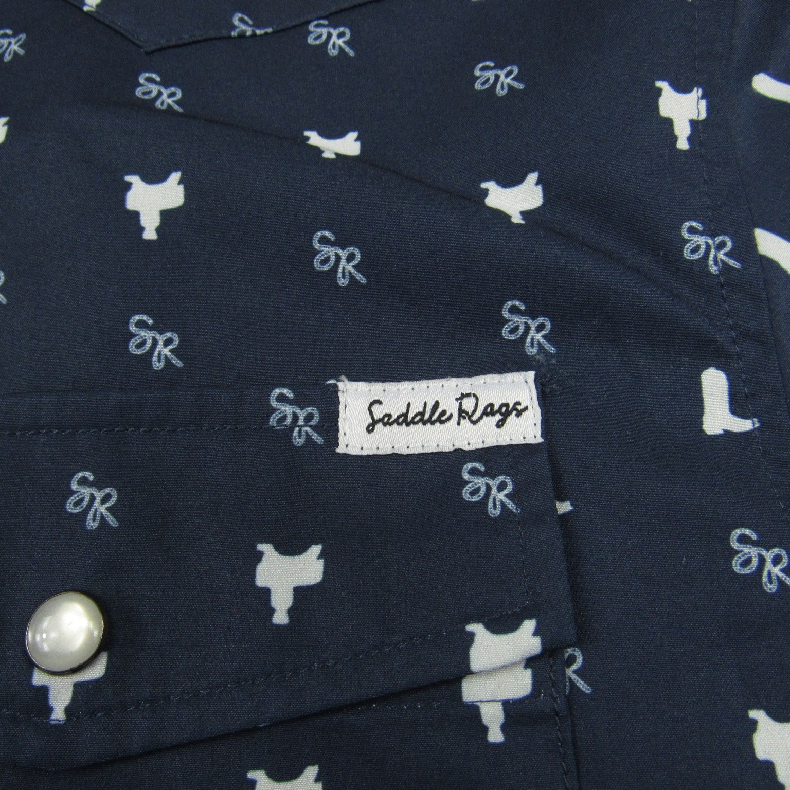 Saddle Rags Shirt Men Large Blue Pearl Snap Vented Outdoor Performance