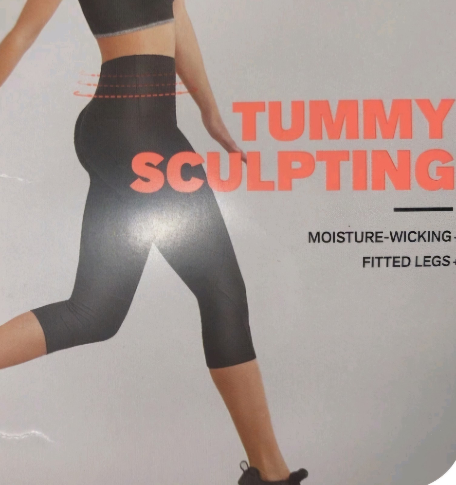 Leoisa Active Tummy Sculpting Fitted Legs Wicking Shaper Capri Black Size M