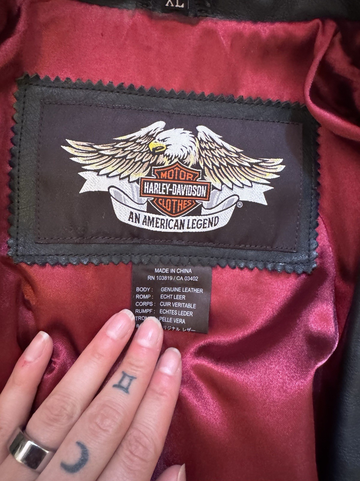 Harley-Davidson Black Motorcycle Jacket xl Red Lined Studded with chaps
