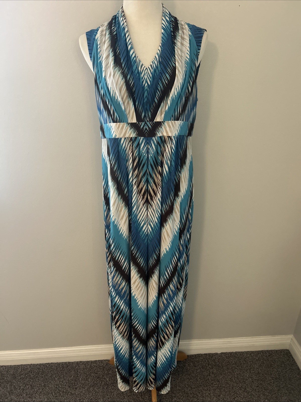 Chicos Maxi Dress Size 2 Or L/12 Poly Spandex Blend
