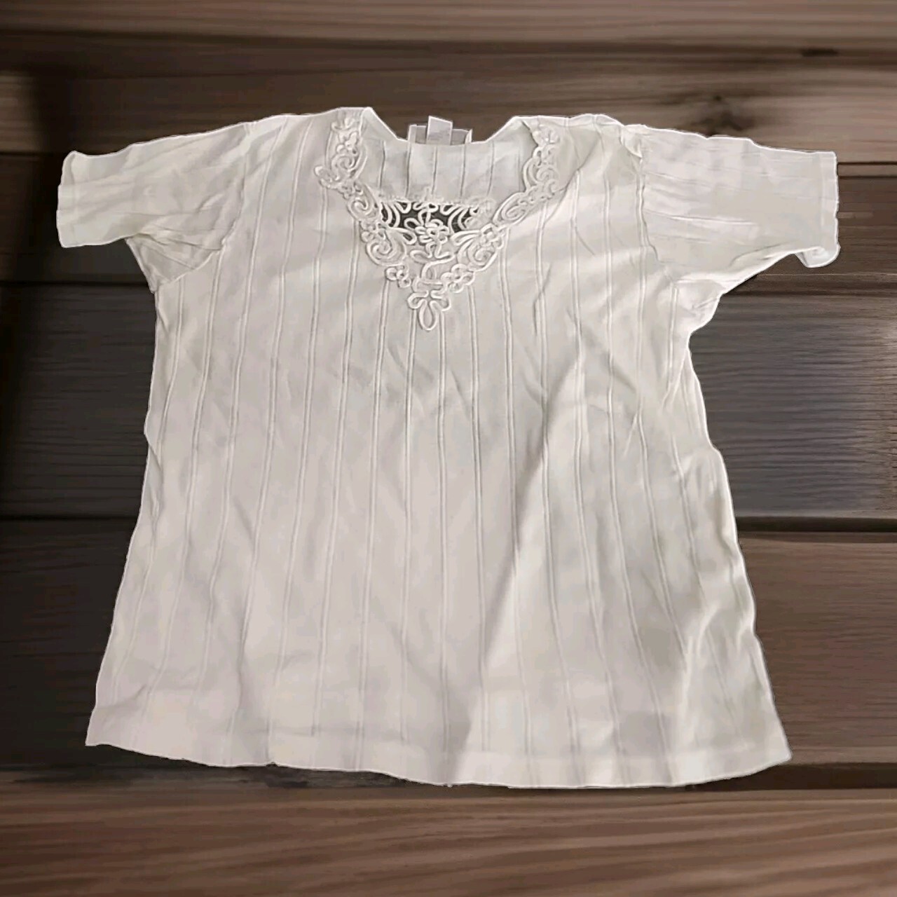 Magnet Art Lynn Yang Women Shirt Top size M white Lace Cotton Trim Cottagecore