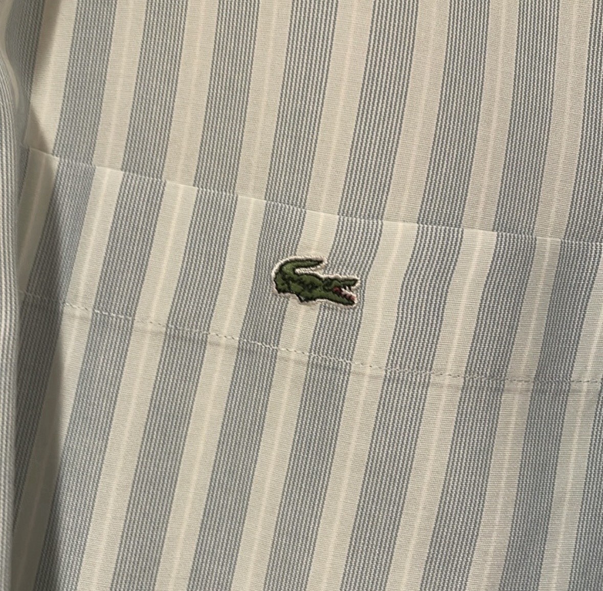 Lacoste Men’s Dress Shirt Classic Striped Blue/White Long Sleeve Cotton 44(XL)