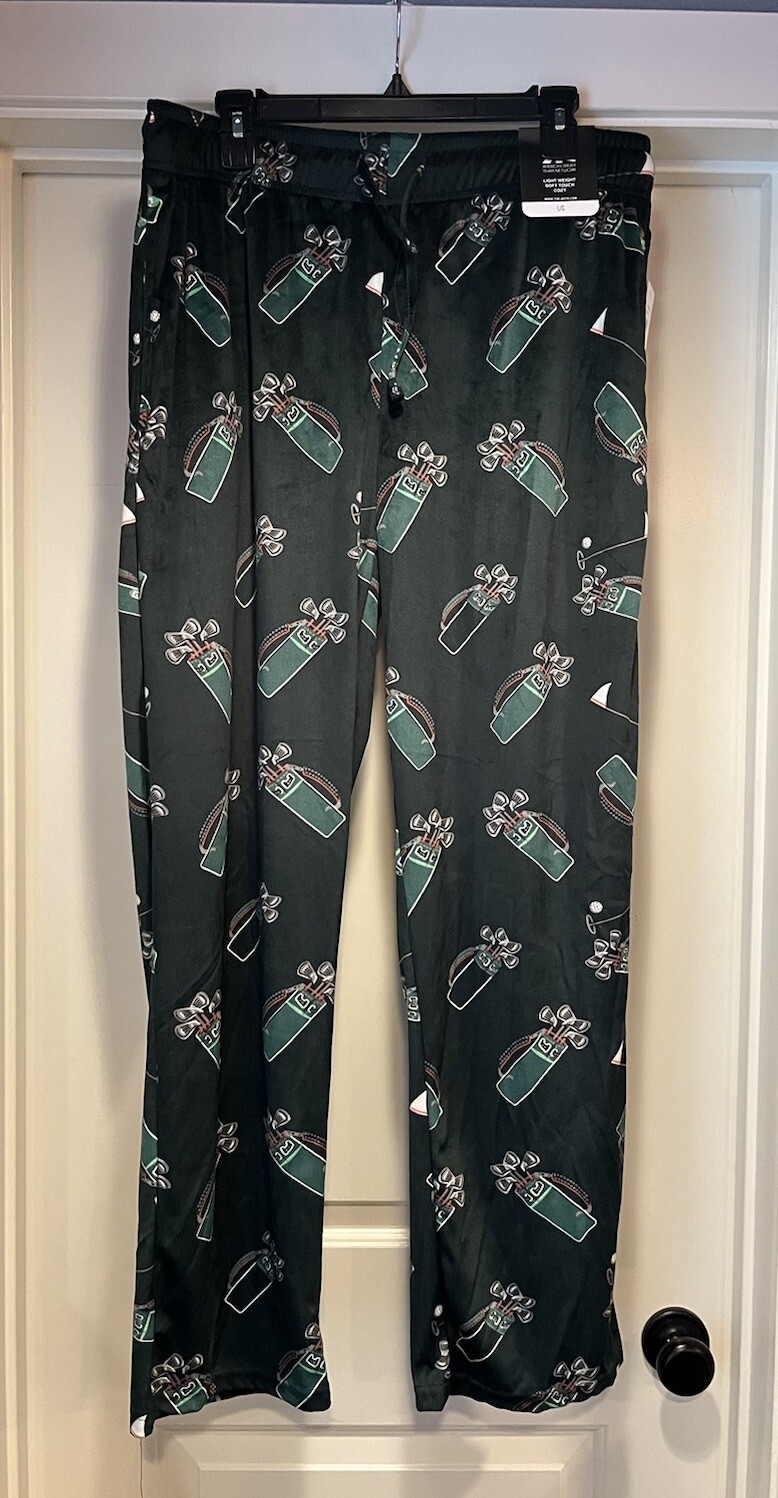 Golf Theme Pajama Pant Large Green Light Weight Soft Touch Cozy New Tag ADTN