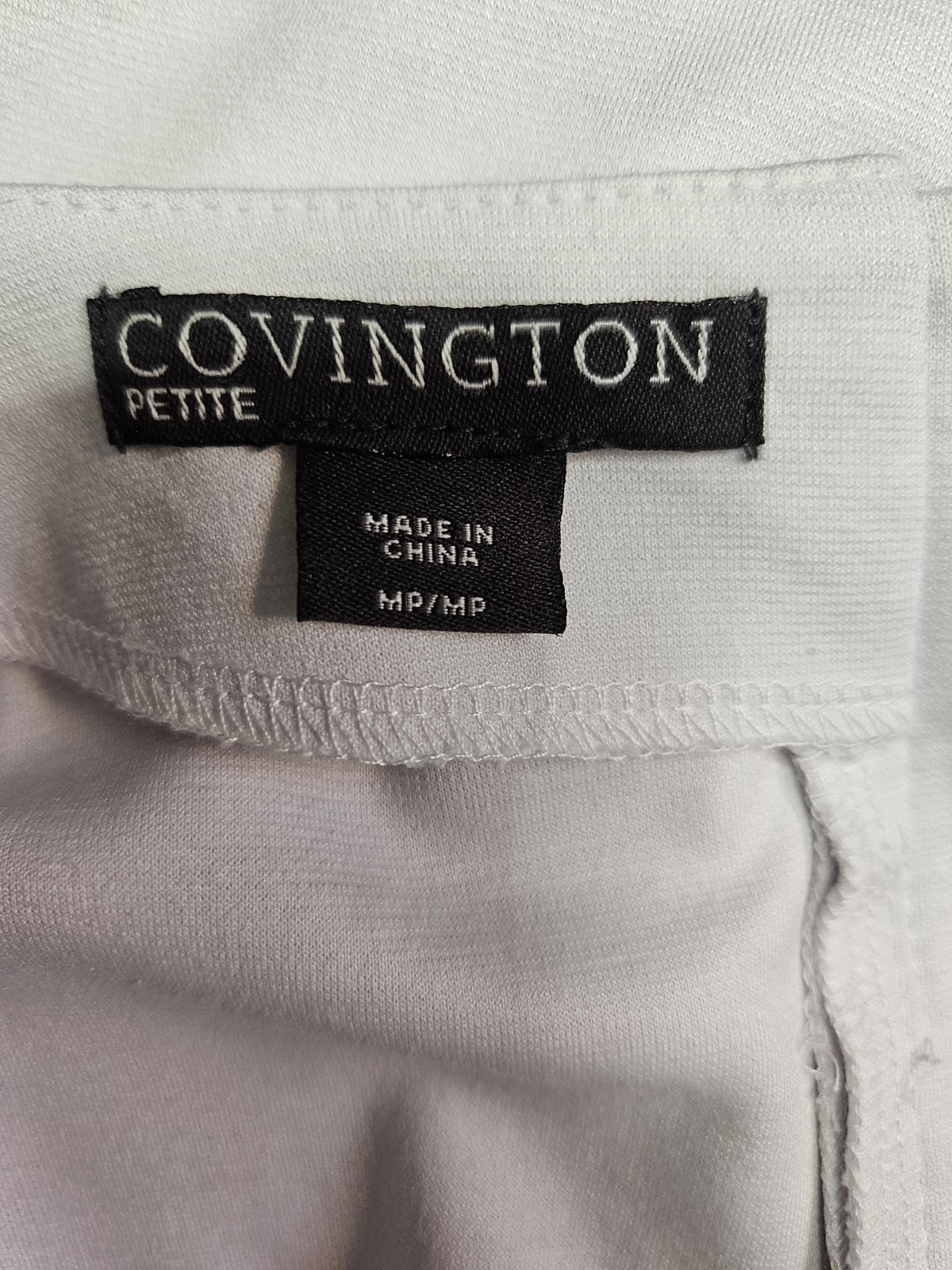 Covington Petites MP White Solid Crew Neck Short Sleeve Dress