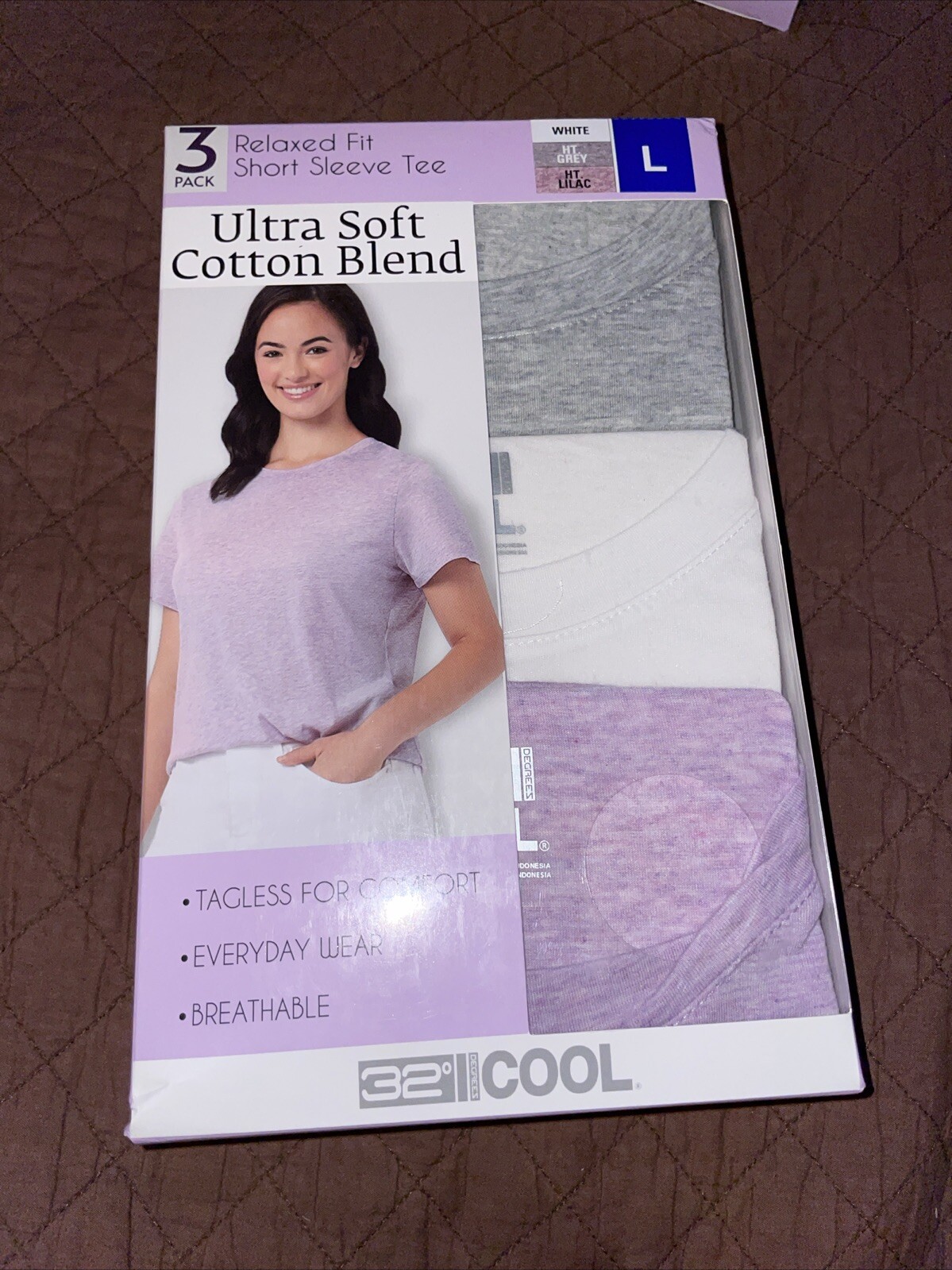 32 Degrees Cool Women’s 3 Pack Ultra Soft Cotton Blend, Multicolor, L