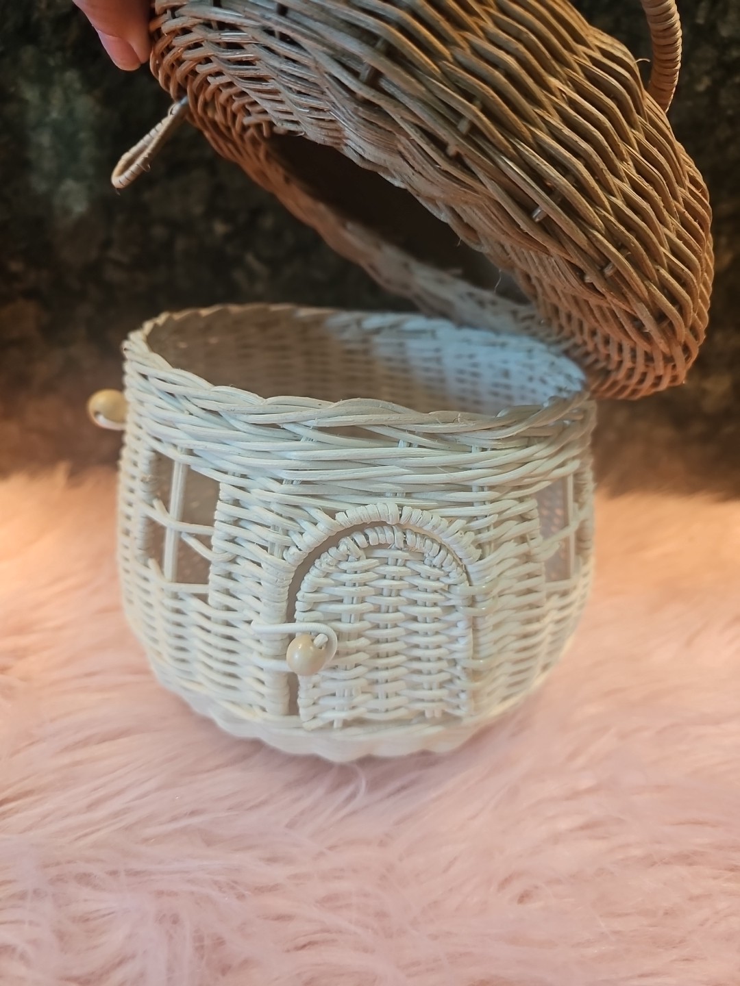 Rattan Mushroom Basket Bag Wicker Woven Women Handbags Beach Straw Bag Box