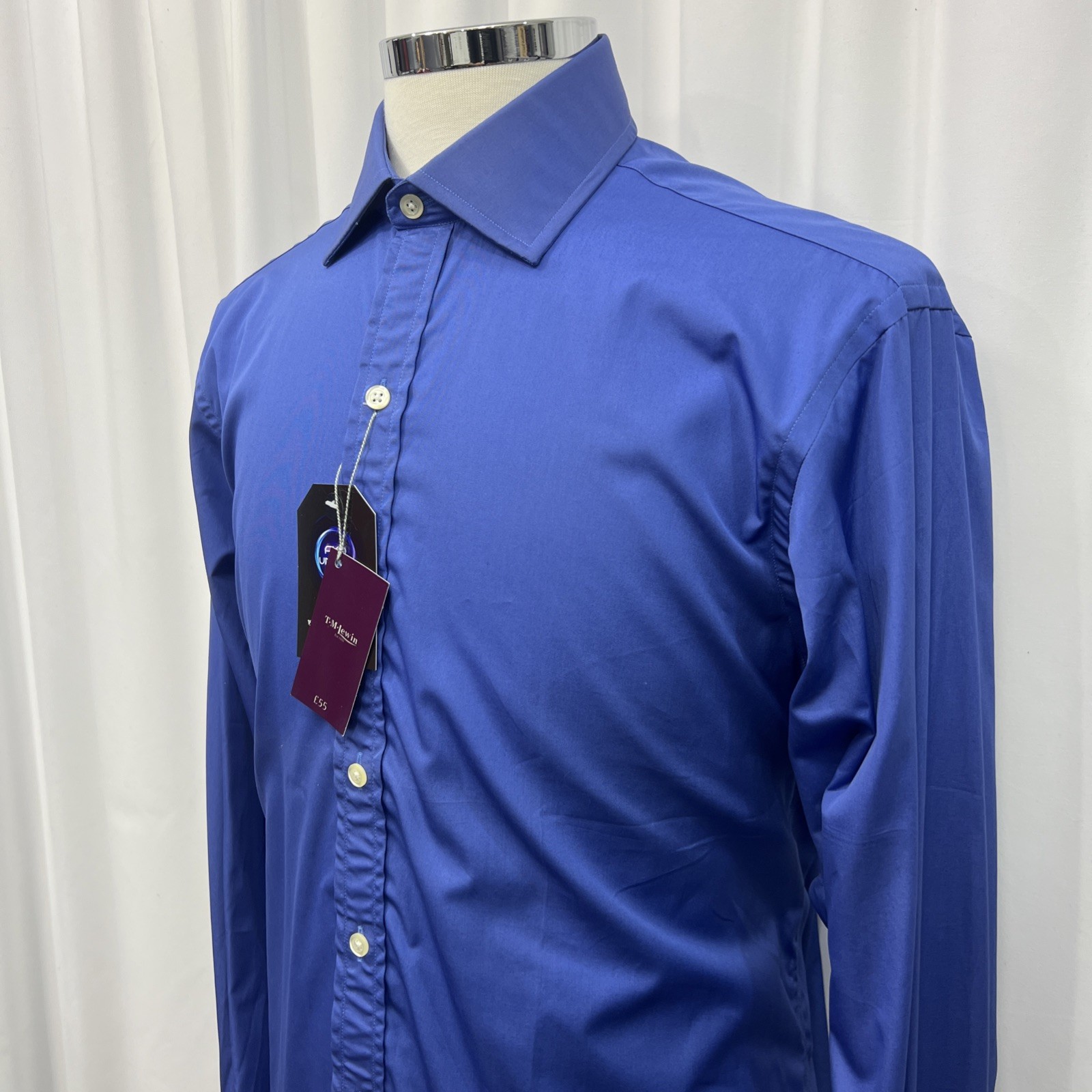 TM Lewin Men’s Blue Double Cuff Shirt – Pure Cotton – 16” Collar (46” Chest)