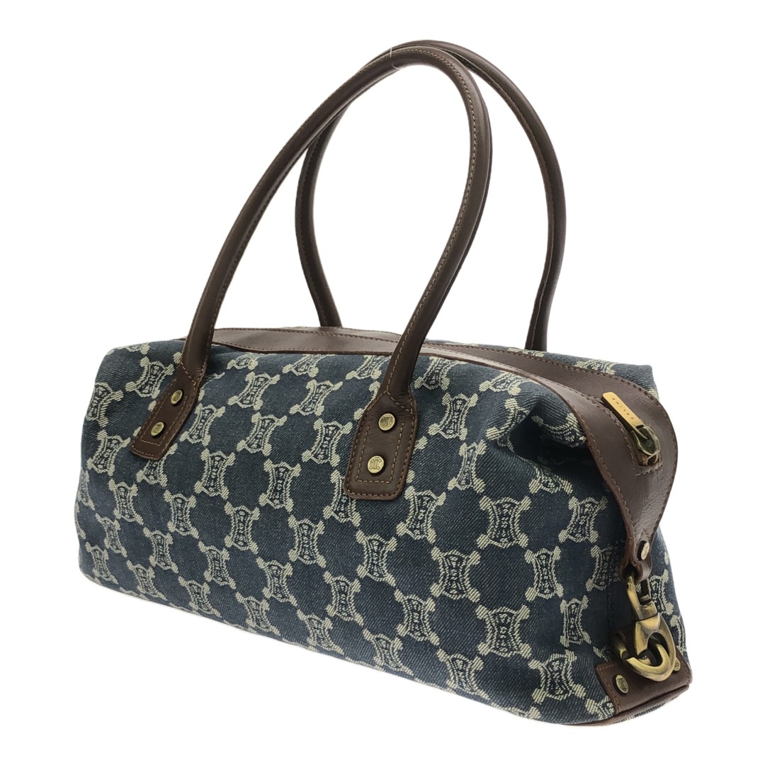 Celine Handbag Paris Macadam Denim Total Pattern Canvas Leather Blue Used NE51-0