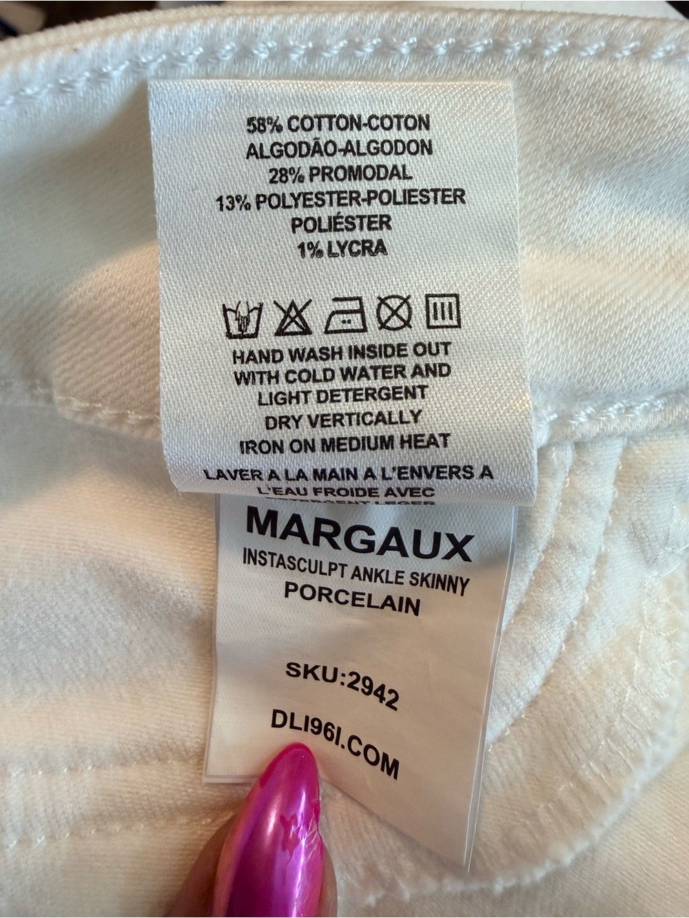 DL1961 Margaux Instasculpt Skinny Jeans White Size 25 Ankle Stretch