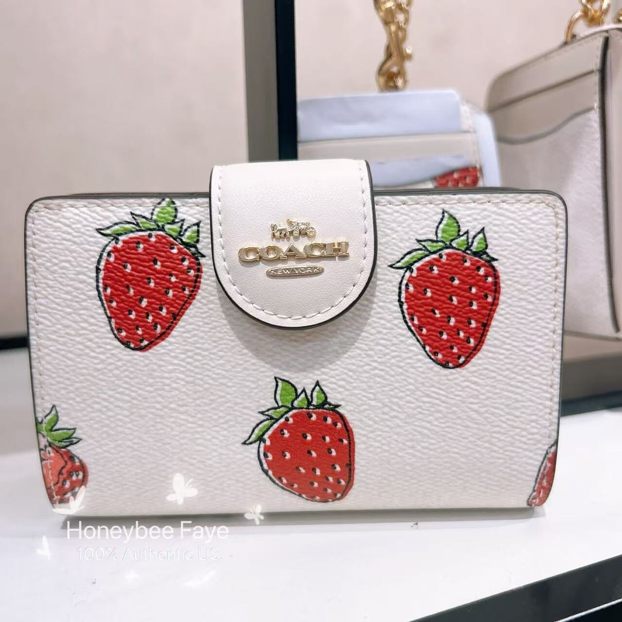 NWT Coach Medium Corner Zip Wallet With Strawberry/Lemon/Orange Print