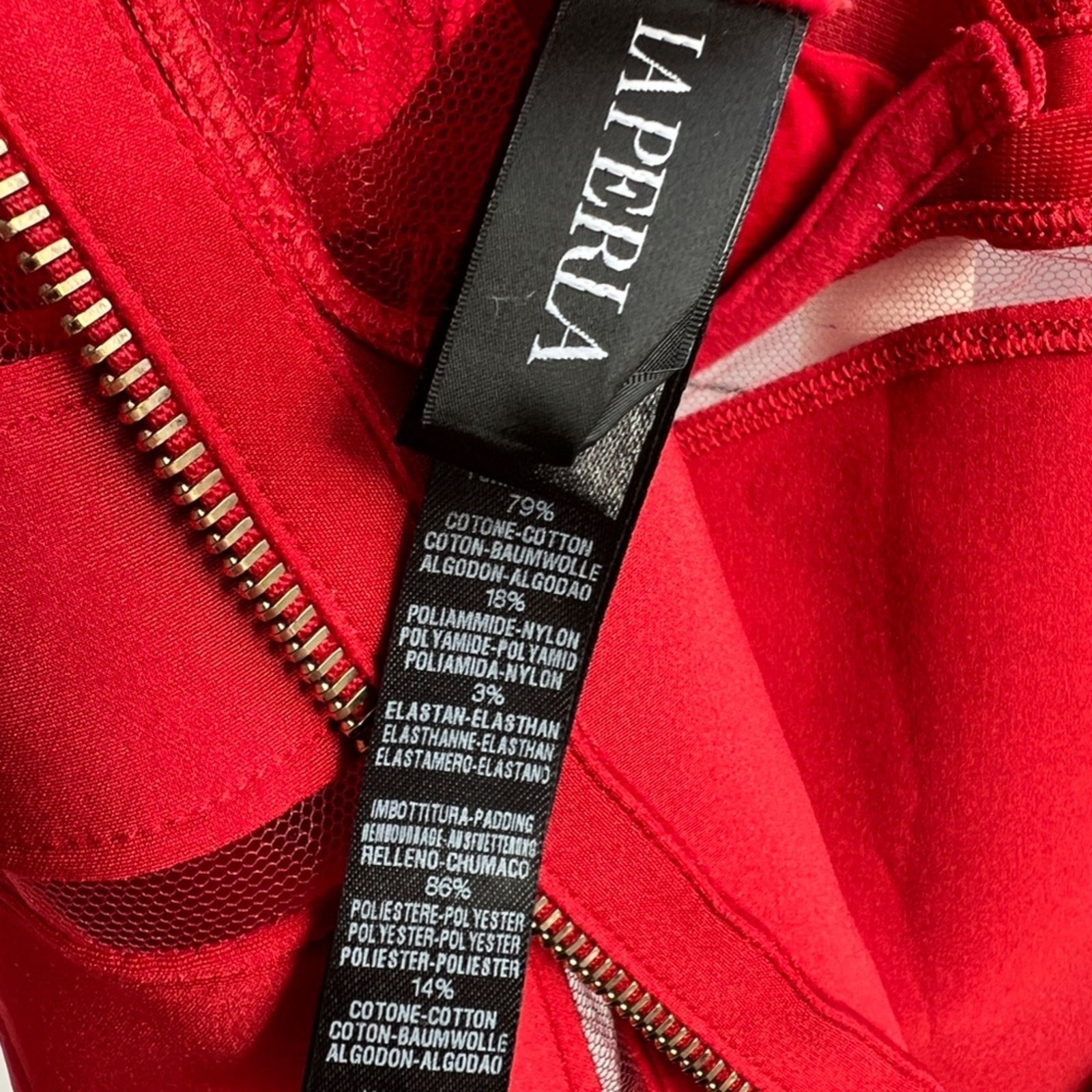 La Perla Black Label Ultra Rare Desire Neoprene Lace Zipper Bodysuit (Red)