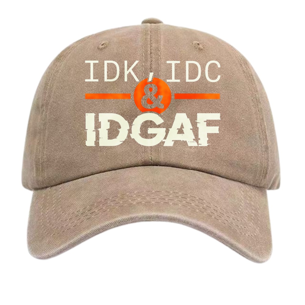 IDK IDC & IDGAF Funny Baseball Cap, Unisex Cotton Dad Hat for Men Women