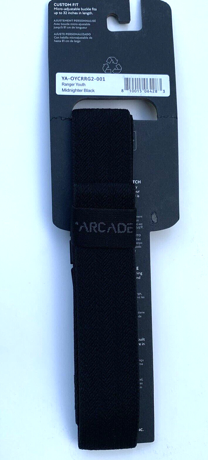 Arcade Youth Ranger Adventure Belt Adjustable Non-Metal Buckle, Black, Kids Size