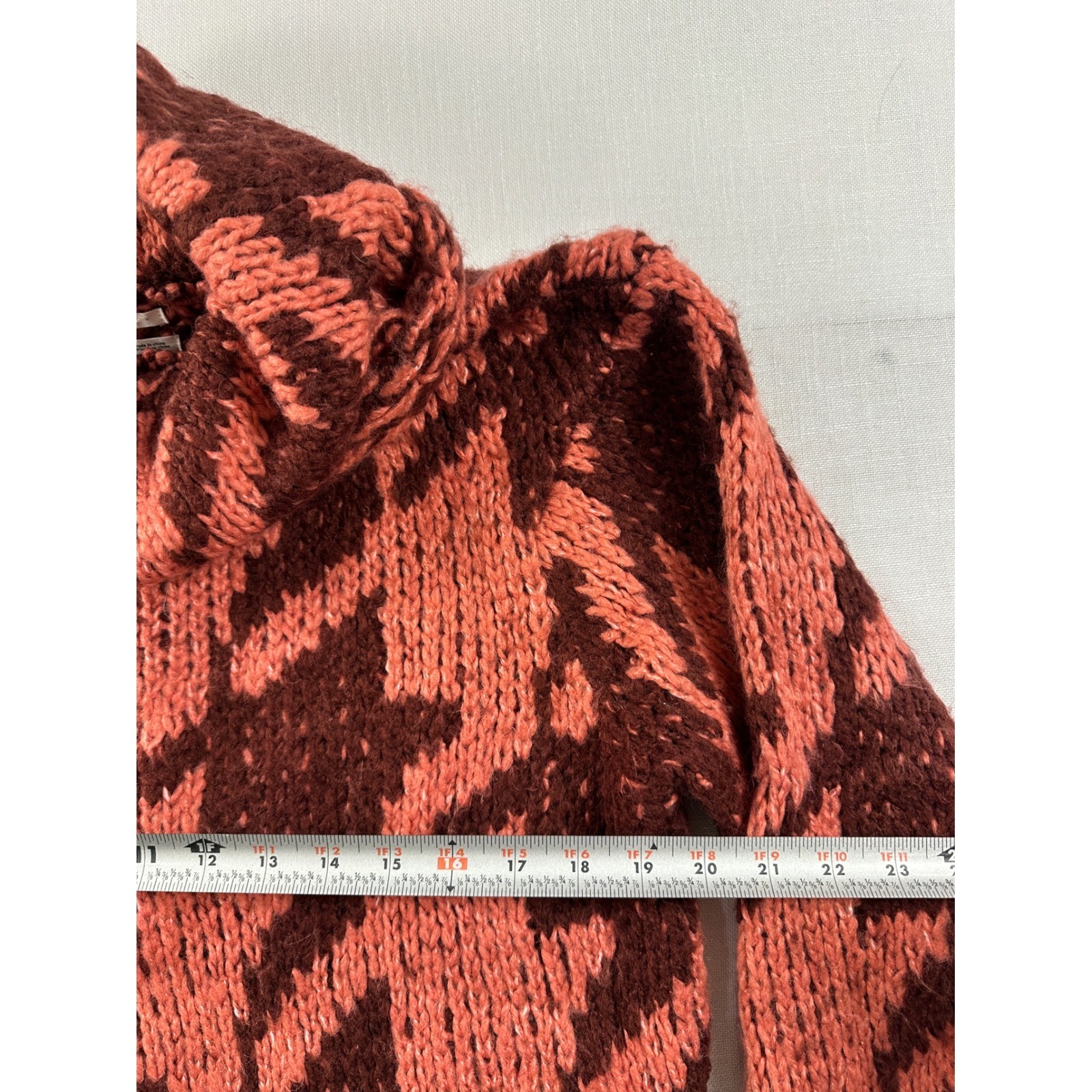 Anthropologie Houndstooth Ginny Chunky Knit Cowl Sweater Burgundy Pink Small