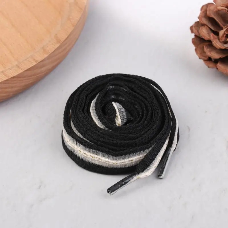 1pair 2cm Bow Wide Flat Shoelaces Fish Silk Transparent Striped Shoelaces Sneake