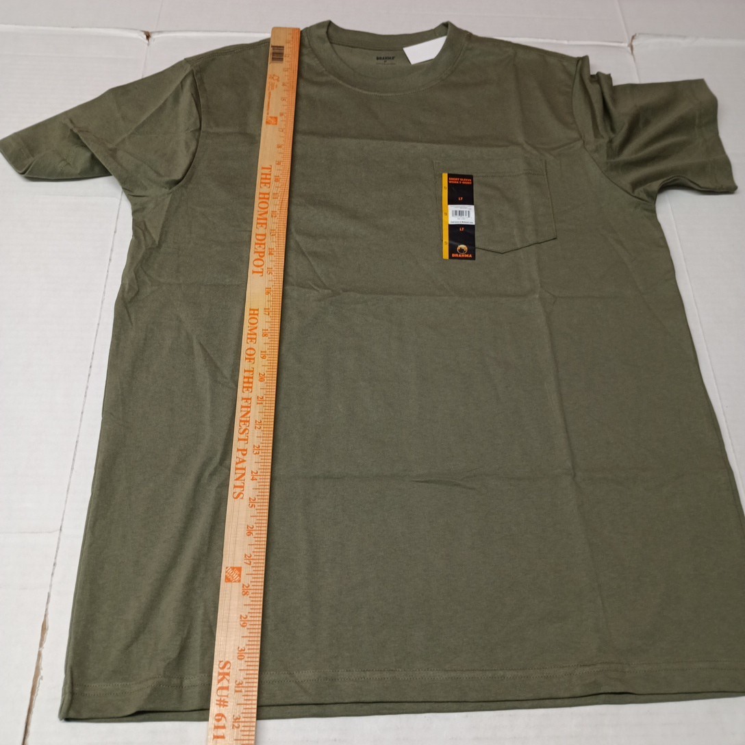 2 Brahma Short Sleeve Work T-Shirt LT 42-44 Green Artichoke Pocket Tee Cotton