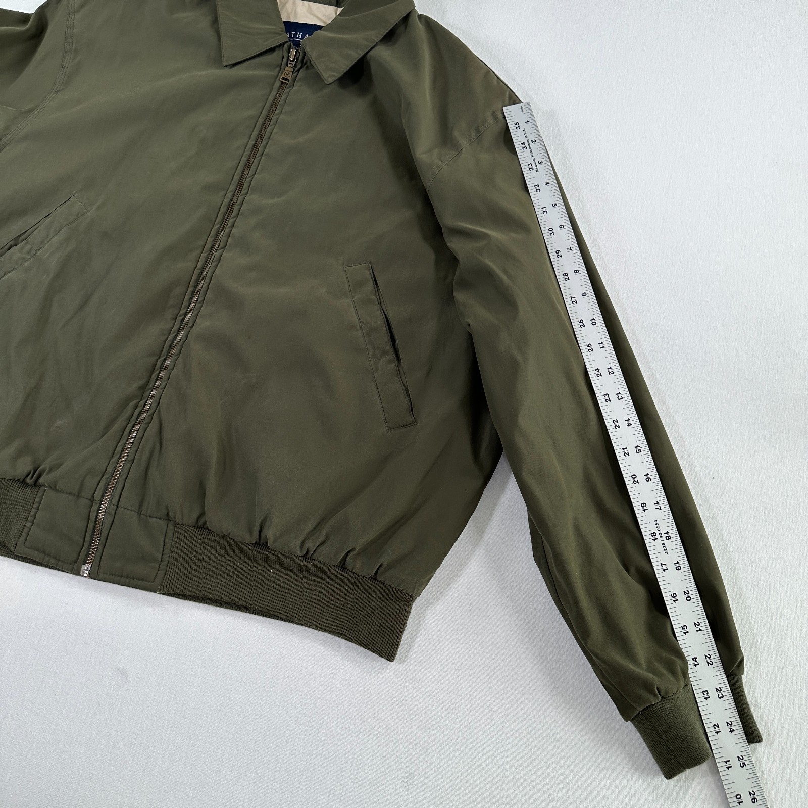 Vintage Hathaway Mens Bomber Jacket Green Microfiber Size M Collared