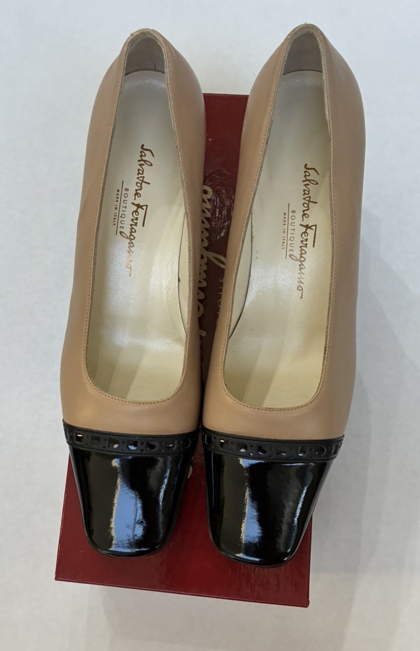 Salvatore Ferragamo Marisa 4cm 0240300 Sand Nappa Kid Nero Size 9