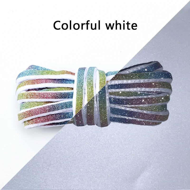 Flat Round Reflective Shoelaces Luminous Semicircle Shoelace Colorful Starry Las