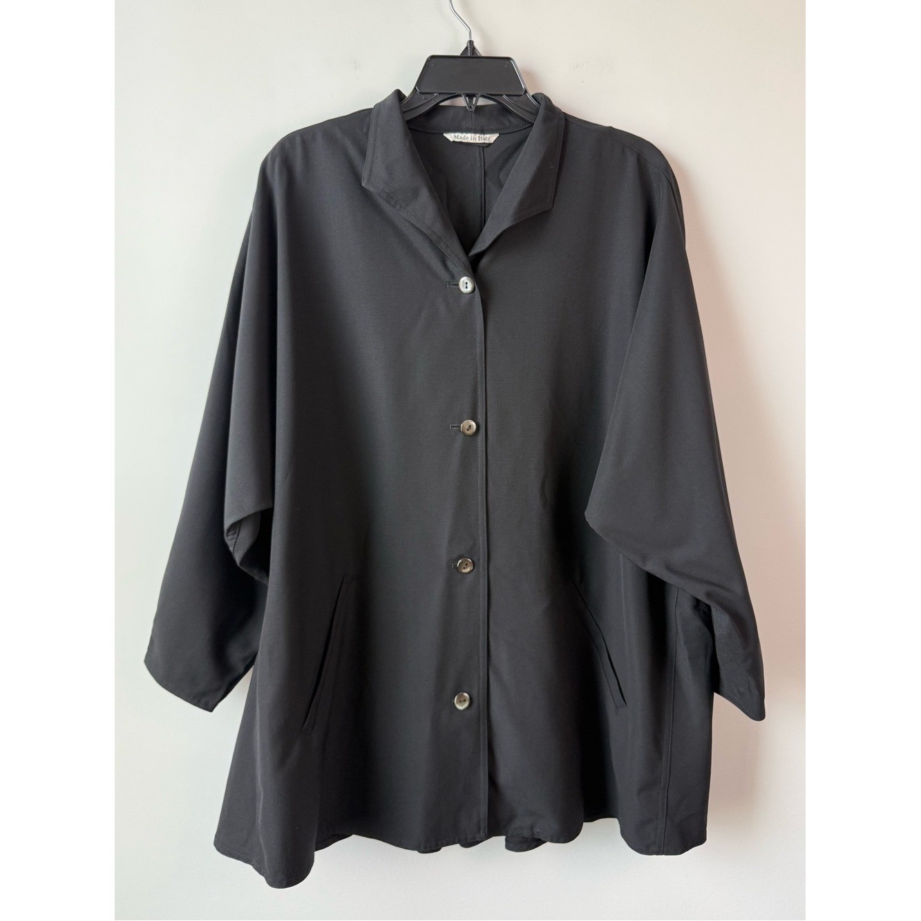 Max Mara Virgin Wool Coat Black US 10 Lagenlook
