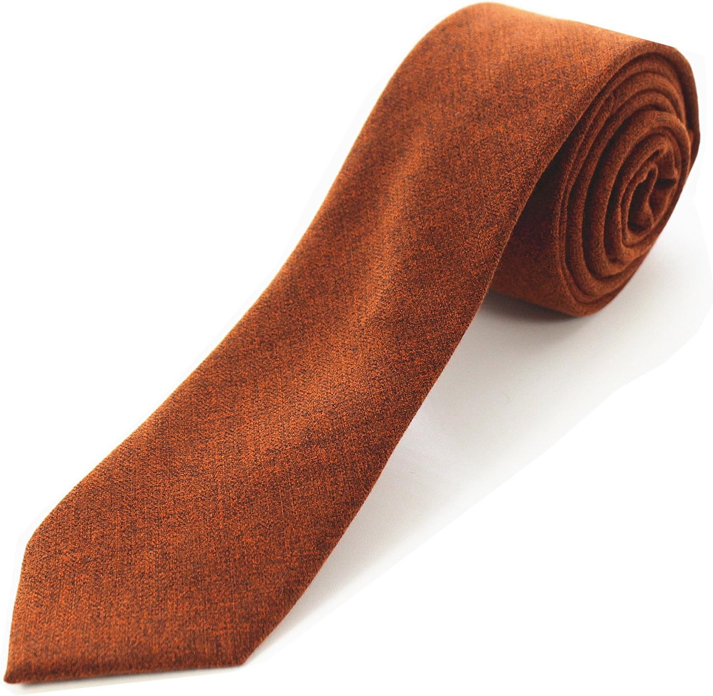 2.4″ Cotton Necktie Solid Mens Cashmere Wool Skinny Tie Orange