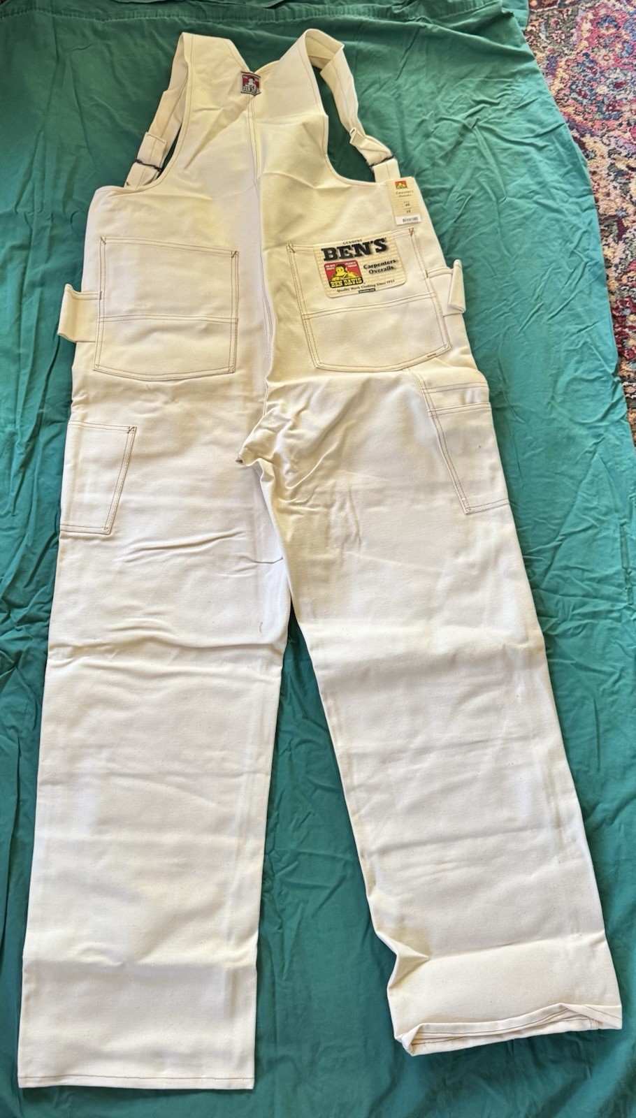 Vintage Ben Davis Overalls Mens Carpenter USA Natural Color 40×32 New Old Stock