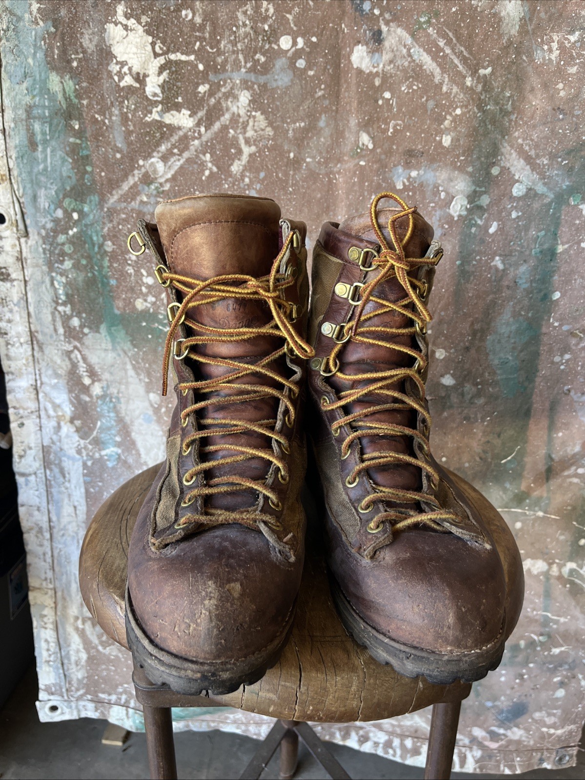 Danner Size 10 Leather And Duck Camo Canvas Work, Hiking Boots Style 8479