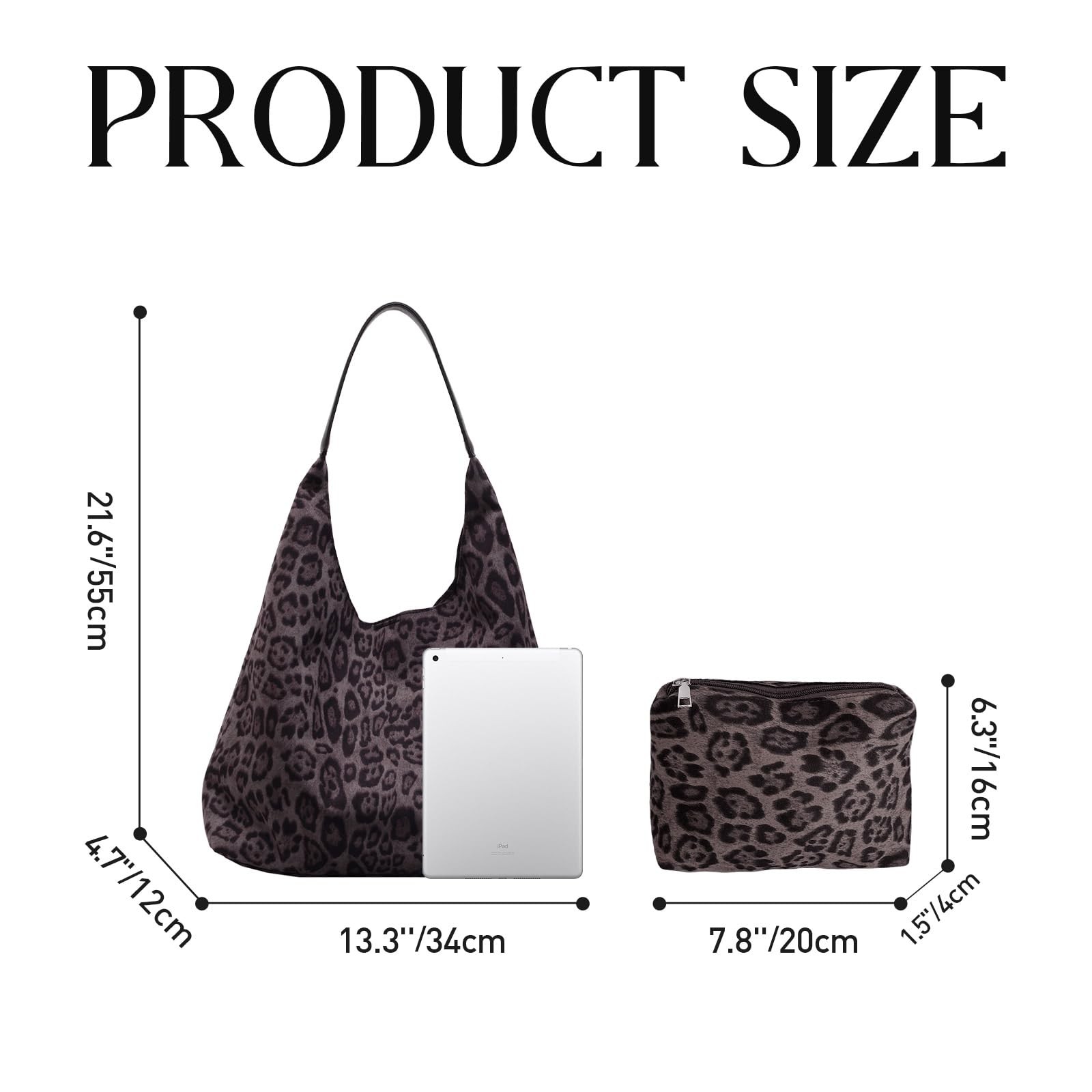 Leopard print purse for women，suede Leather hobo tote bag， cheetah print shou…