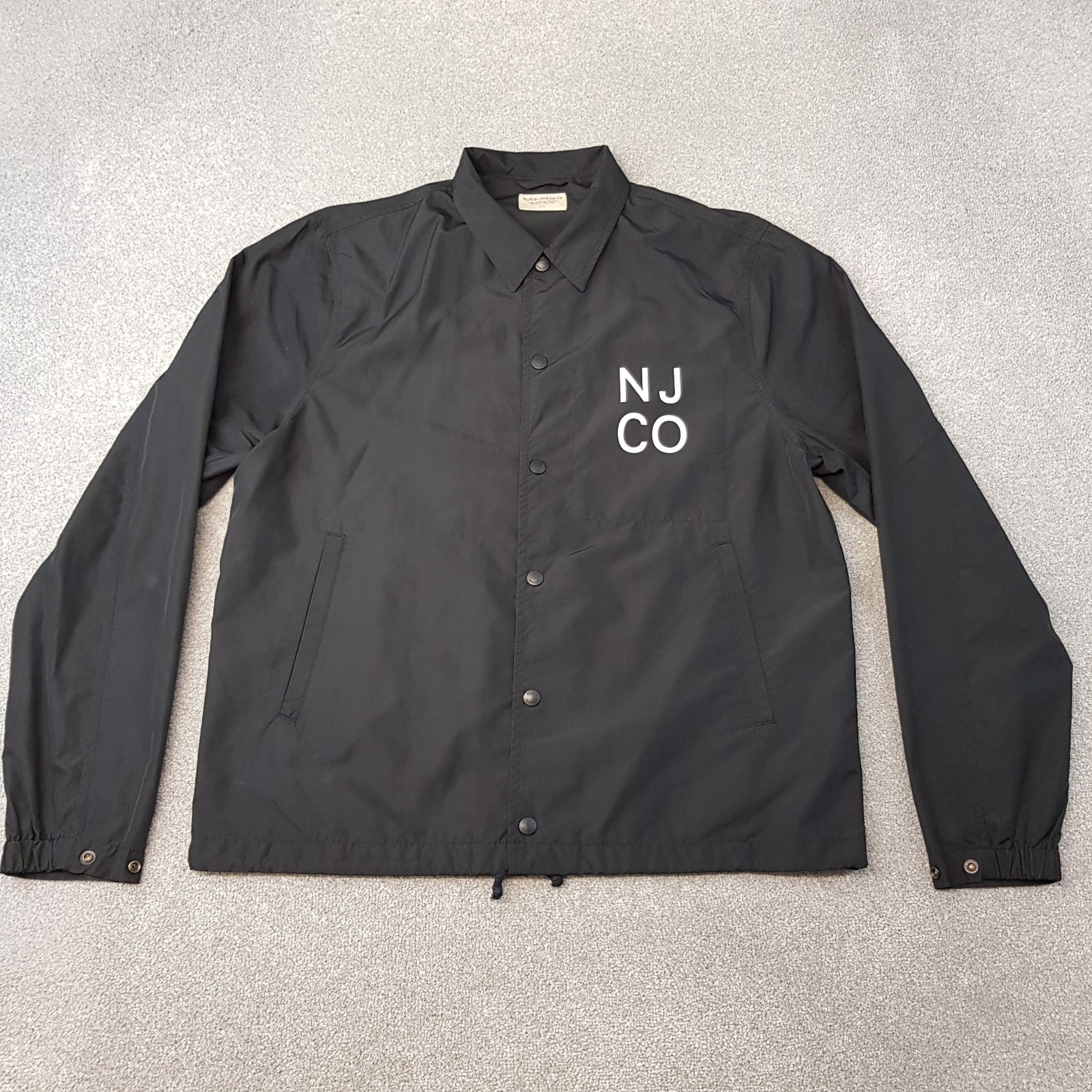 Nudie Jeans Mens Jacket Medium Black Coach Snap Casuals Mods Liam Lightweight