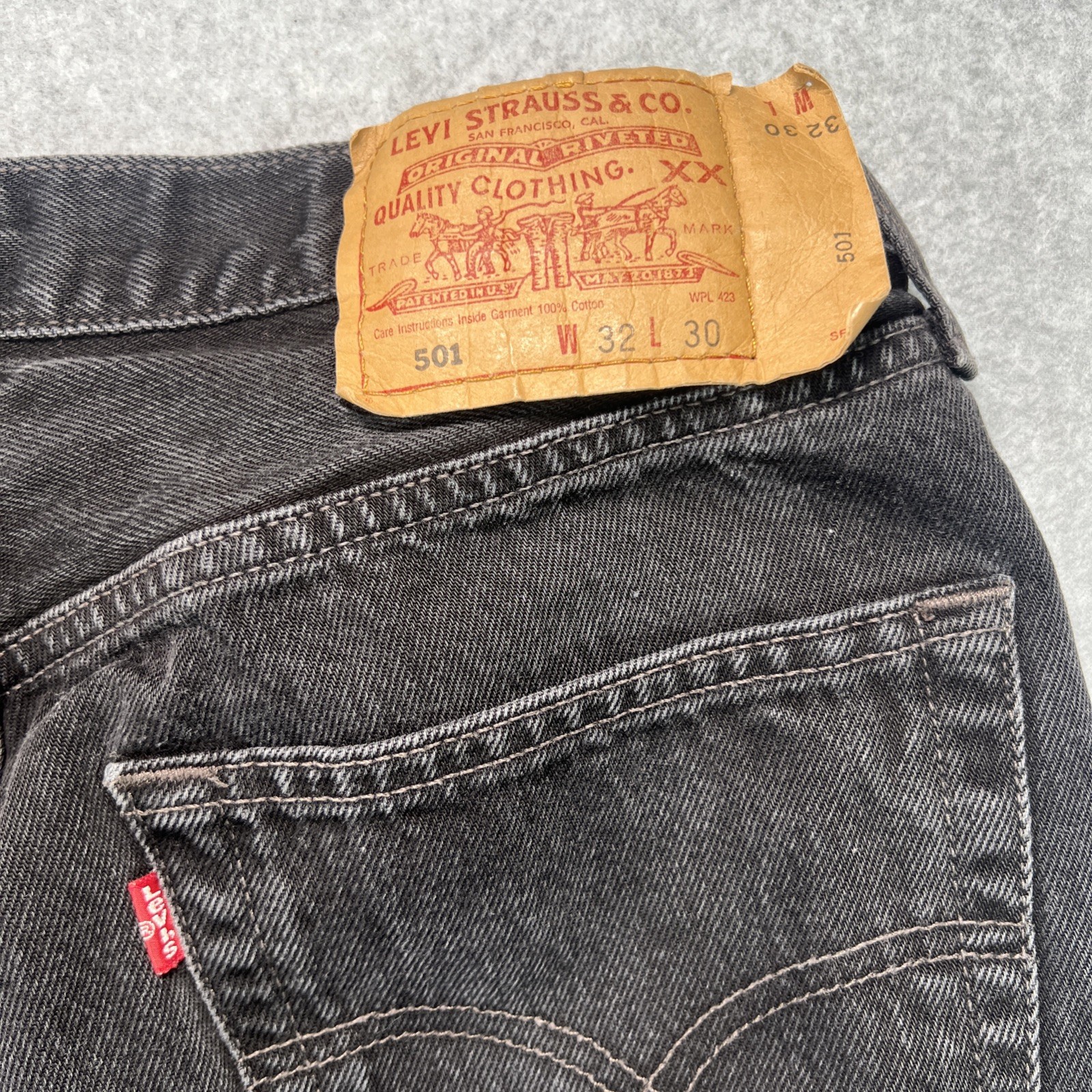 Vintage Levis 501 Black Demin Jeans 32×30 (30×28) Button Fly 90s